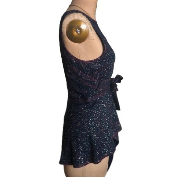 NWT Seis Marjan Genevieve asymmetric glitter sparkle crepe top - Picture 12 of 16